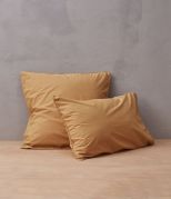 Taie d'oreiller uni percale lavée Marron cire 40x40 - Sylvie Thiriez