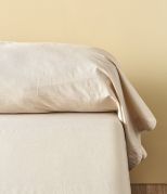 Taie de traversin uni en percale lavée coloris Beige épeautre 43x185 - Sylvie Thiriez