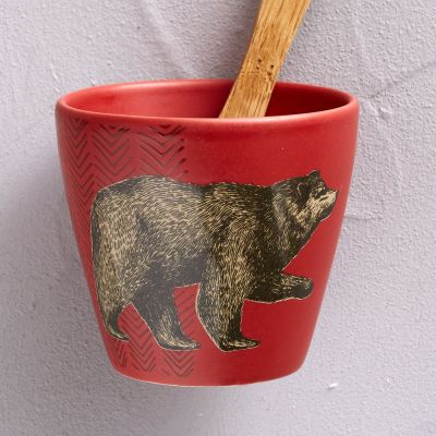 Tasse Esprit libre céramique rouge motif ours - Sylvie Thiriez