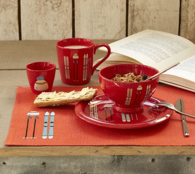 Tasse à café céramique peinte motifs bonnets Lunch time rouge - Sylvie Thiriez