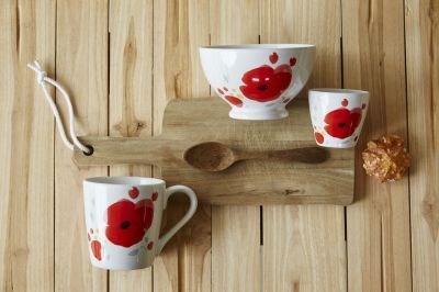 Tasses en céramique Poppies coquelicots effet aquarelle 6,8x6 - Sylvie Thiriez
