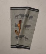 Torchon jacquard Arsène en coton gris 50x70 - Sylvie Thiriez