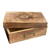 Boîte rectangulaire en bois brûlé edelweiss 24x15x10 - Les Sculpteurs du lac
