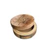 Boîte ronde petite en bois brûlé edelweiss 15x15x7,5