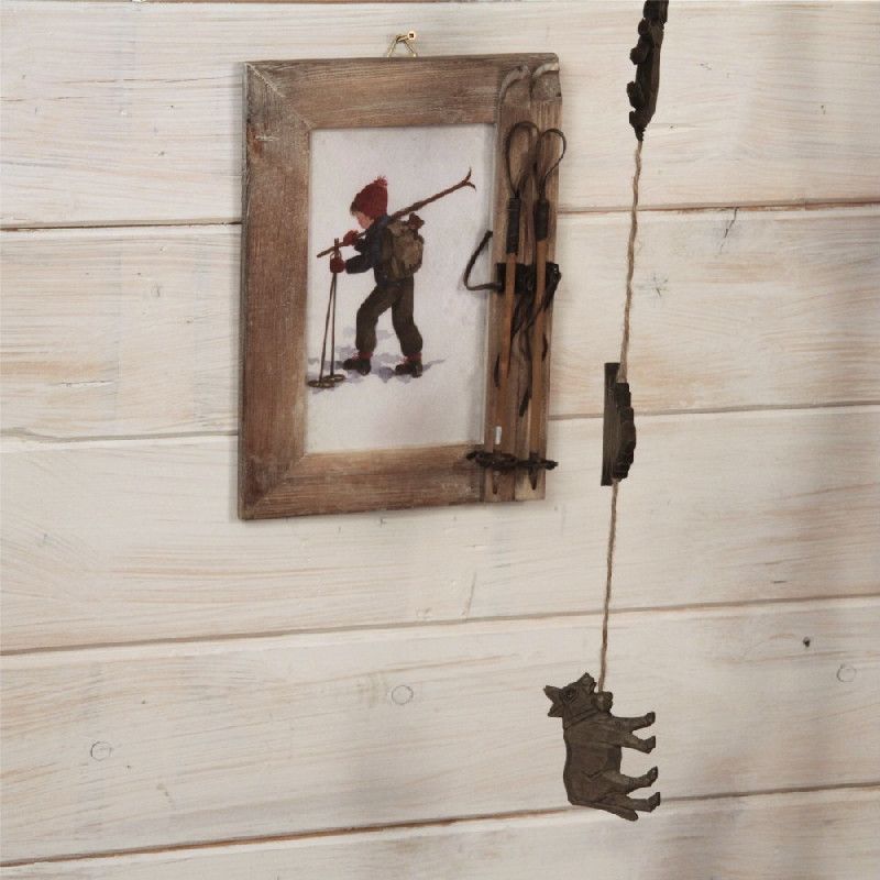 Cadre photo bois décoré Skis - Les Sculpteurs du lac