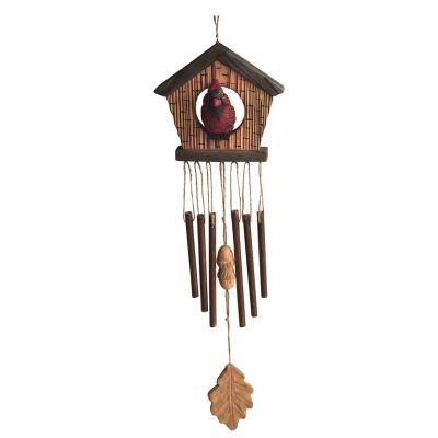 Carillon oiseau bois tilleul et métal Cardinal Rouge - Les Sculpteurs du lac