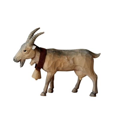Chèvre en bois sculpté tilleul coloris blanc Ht16,5 - Les Sculpteurs du lac