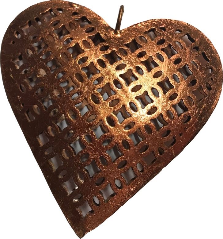 Coeur à suspendre en métal coloris cuivre - Les Sculpteurs du lac
