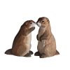 Couple de marmottes debout en bois sculpté tilleul coloris naturel