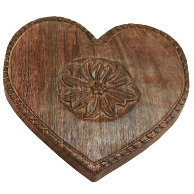 Dessous de plat coeur en bois brulé 23x23x3 - Les Sculpteurs du lac