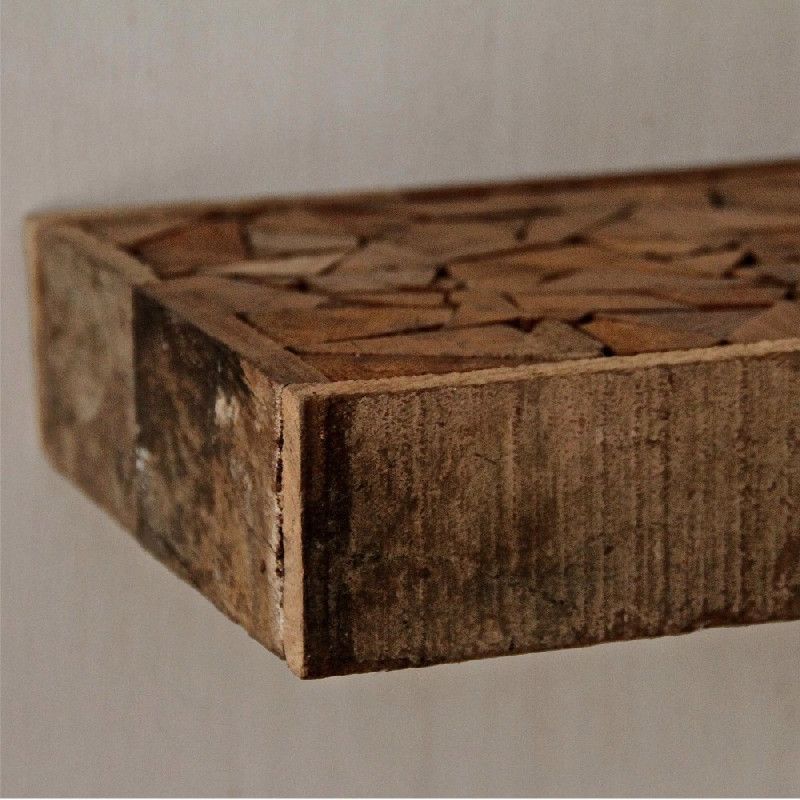Etagère rectangulaire en morceau de bois reconstitués Chalet 50x20x5 - Les Sculpteurs du lac