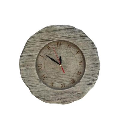Horloge bois vieilli forme arrondie - Les Sculpteurs du lac