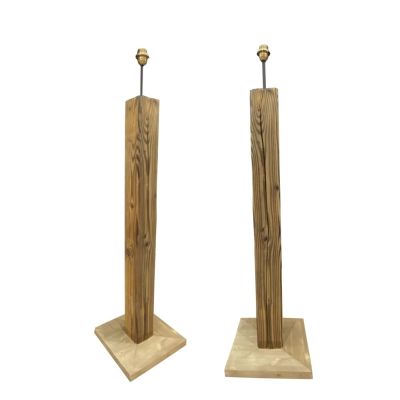 Lampadaire en mélèze thermochauffé H130cm - Les Sculpteurs du lac
