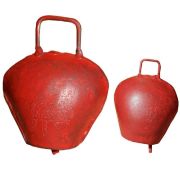 Lot de 2 petites cloches métal rouge gravées Brebis - Les Sculpteurs du lac