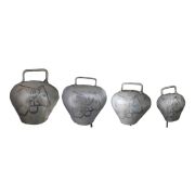 Lot de 4 petites cloches décoratives métal sculpté Poya - Les Sculpteurs du lac