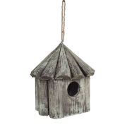 Mangeoire à oiseaux bois sculpté naturel forme cabane - Les Sculpteurs du lac