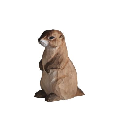Marmotte en bois sculpté tilleul coloris marron PM - Les Sculpteurs du lac