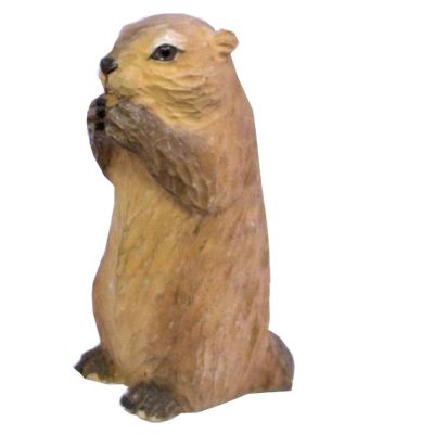 Marmotte qui grignote en bois sculpté et peint main PM - Les Sculpteurs du lac