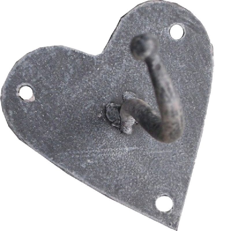 Patère Coeur métal patiné antique 1 crochet - Les Sculpteurs du lac