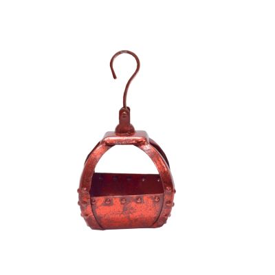 Petite suspension métal télécabine couleur rouge brillante - Les Sculpteurs du lac