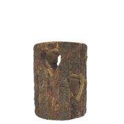 Photophore écorce en bois découpe Coeur 10cm - Les Sculpteurs du lac