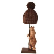 Pied de lampe vieux bois Ours bois sculpté H 50 - Les Sculpteurs du lac