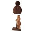 Pied de lampe vieux bois Ours bois sculpté H 50