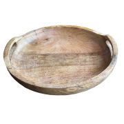 Plat rond en bois brulé 28x28x3,5 - Les Sculpteurs du lac