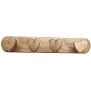 Porte-manteau 4 coeurs 60x11 - Les Sculpteurs du lac