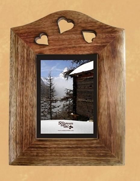 Porte-photo cadre bois coeurs - Les Sculpteurs du lac
