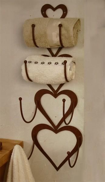 Porte-serviette métal 5 coeurs - Les Sculpteurs du lac