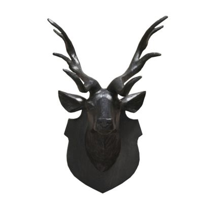 Portrait tête de cerf aluminium noir - Les Sculpteurs du lac