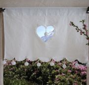 Rideau Brise-bise blanc Coeur Pompons 60 - Les Sculpteurs du lac