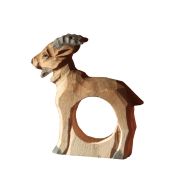 Rond de serviette Chèvre en bois sculpté et peint à la main - Les Sculpteurs du lac