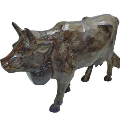 Sculpture vache aluminium aspect rouillé - Les Sculpteurs du lac