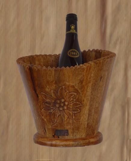 Seau à champagne bois antique conique - Les Sculpteurs du lac