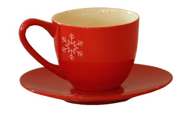 Tasse à café avec soucoupe ligne flocon faïence - Les Sculpteurs du lac