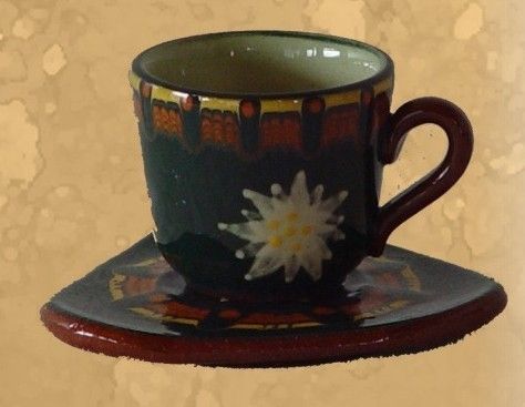 Tasse à café avec soucoupe terre cuite Edelweiss - Les Sculpteurs du lac