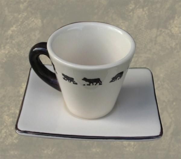 Tasse à café et soucoupe Poya faïence - Les Sculpteurs du lac