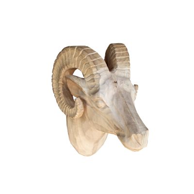 Tête de Mouflon en bois brut sculpté main - Les Sculpteurs du lac