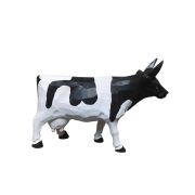 Vache Pie Noire en bois sculpté et peint main GM - Les Sculpteurs du lac