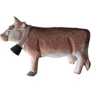 Vache à accrocher en bois sculpté tilleul coloris bicolore GM - Les Sculpteurs du lac