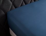 Drap housse Angélie en percale de coton bio bleu 140x190