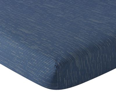 Drap housse Batik en percale coloris bleu 180x200