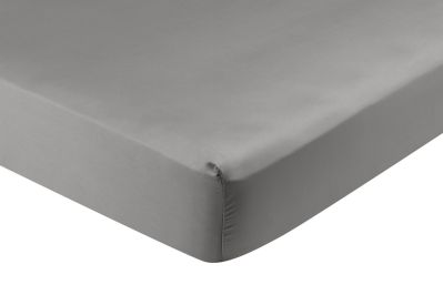 Drap housse Eclat en satin de coton argent 160x200