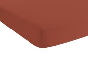 Drap housse Lina en lin lavé uni Terracotta 140x190