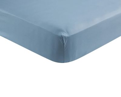 Drap housse Milna en percale coloris bleu 180x200