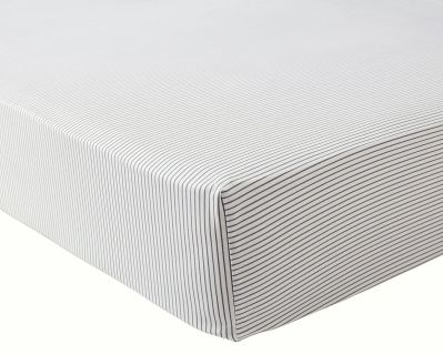 Drap housse Promise en percale coloris blanc/gris 90x190