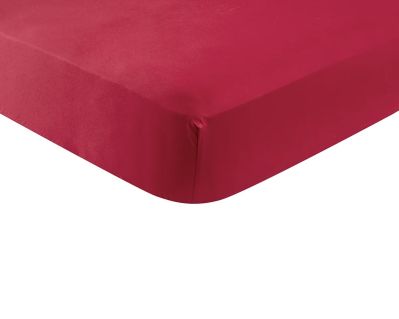 Drap housse Rendez-vous en satin de coton coloris rouge 180x200