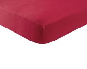 Drap housse Rendez-vous en satin de coton coloris rouge 90x190